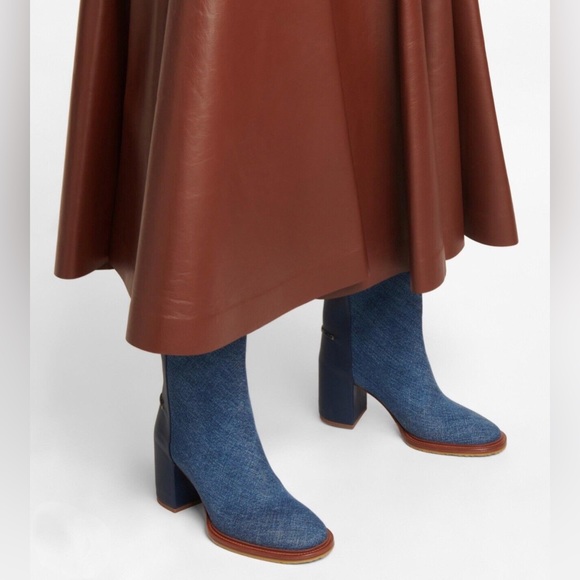 Chloe Shoes - Chloe Edith Denim & Leather Short Boots